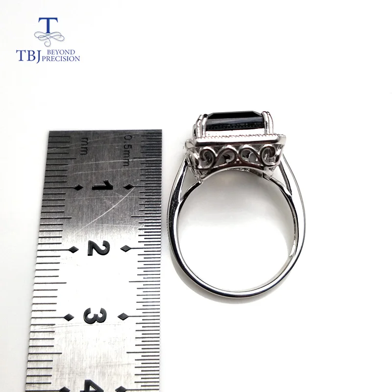 TBJ, классическое кольцо с драгоценным камнем большого размера с натуральным дымчатым oct10* 14 мм из стерлингового серебра 925 пробы, специальное ювелирное изделие с драгоценным камнем, подарок для женщин