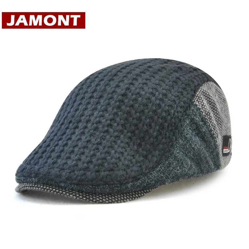 [JAMONT]Autumn Winter Wool Berets Caps For Men Casual Peaked Caps