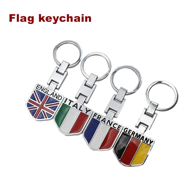 New Metal Internation Flags Key Rings Keychain England Italy France
