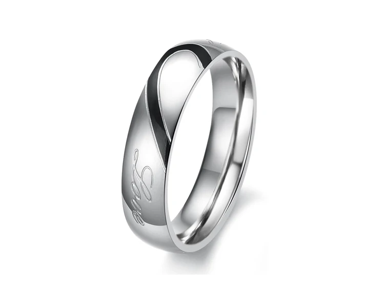 YiKLN романтическая нержавеющая сталь серебро половина сердца круг настоящая любовь пара колец ювелирные изделия для женщин обручальное кольцо OGJ284
