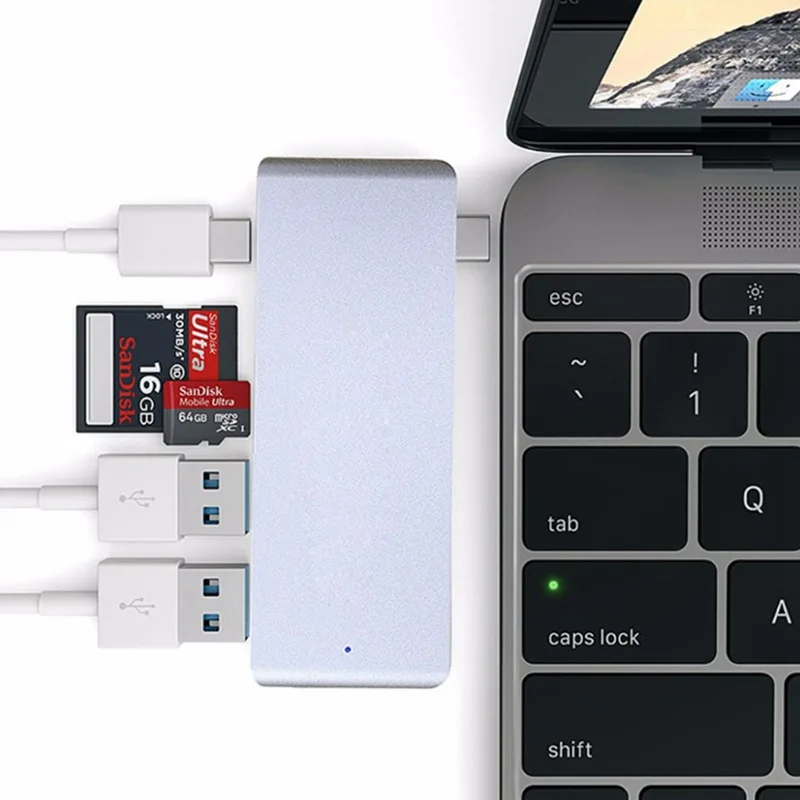 

USB 3.1 HUB Combo TF SD Card Reader Adapter Dock for Macbook 12" Desktop Slim Small Multi-port Type C USB Hub mini Hab