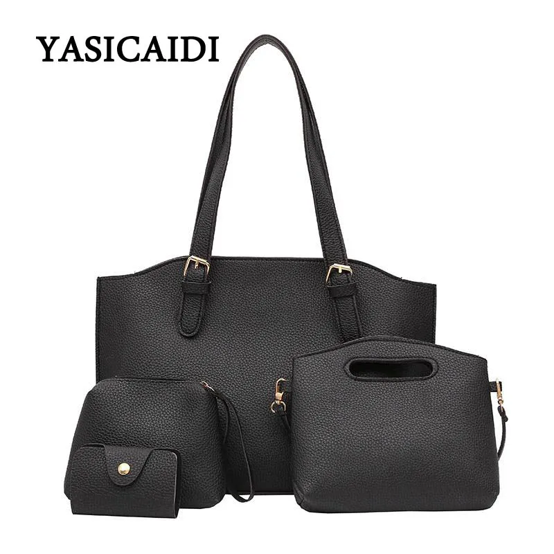 

4pcs Set Fashion Women Composite Bag High Quality PU Leather Shoulder Bag Women Clutch Handbag Large Tote Female Shopping Bag