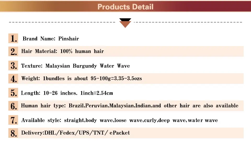Pinshair Wine Red 4 Bundles Water Wave Peruvian Human Hair Weave Bundles Deals Burgundy Water Wave Thick Hair Extension Non Remy (5)