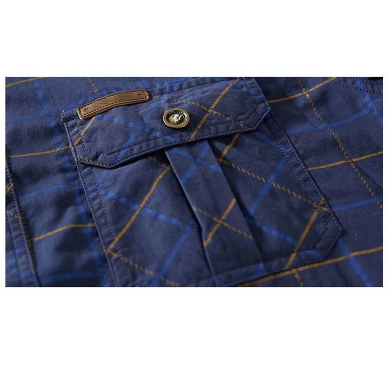 Summer Mens Short Sleeve Shirts High Quality Cotton Male Plaid Shirt 2 Pockets Plus Size M-5XL