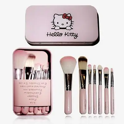Модный профессиональный набор кистей для макияжа розовая косметичка hello kitty