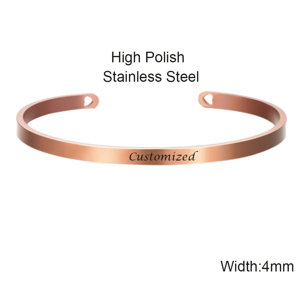 Браслет из нержавеющей стали, выгравированный Вдохновляющие Слова, браслеты, ширина 4 мм, ручная открывающаяся манжета, 3 цвета, покрытый SL-006 - Окраска металла: F2