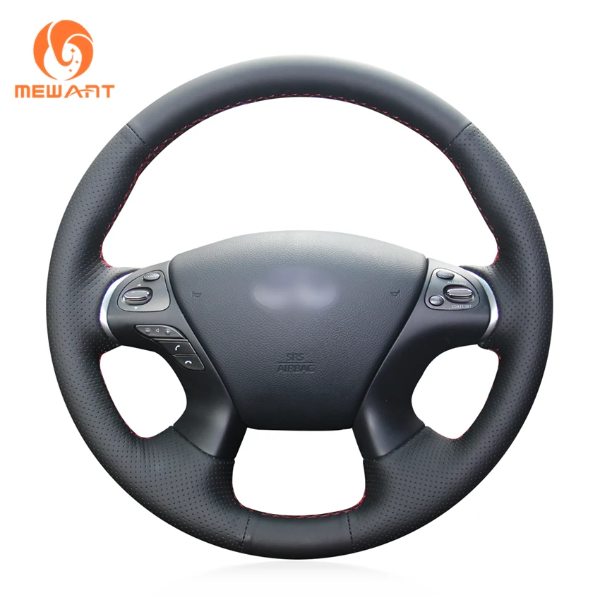 MEWANT Black Artificial Leather Car Steering Wheel Cover for Infiniti