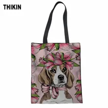 THIKIN сумка Beagles для домашних животных, с принтом собаки, сумка-тоут, модная Холщовая Сумка для женщин, сумка для покупок, для супермаркета, на заказ, Sacola Feminina