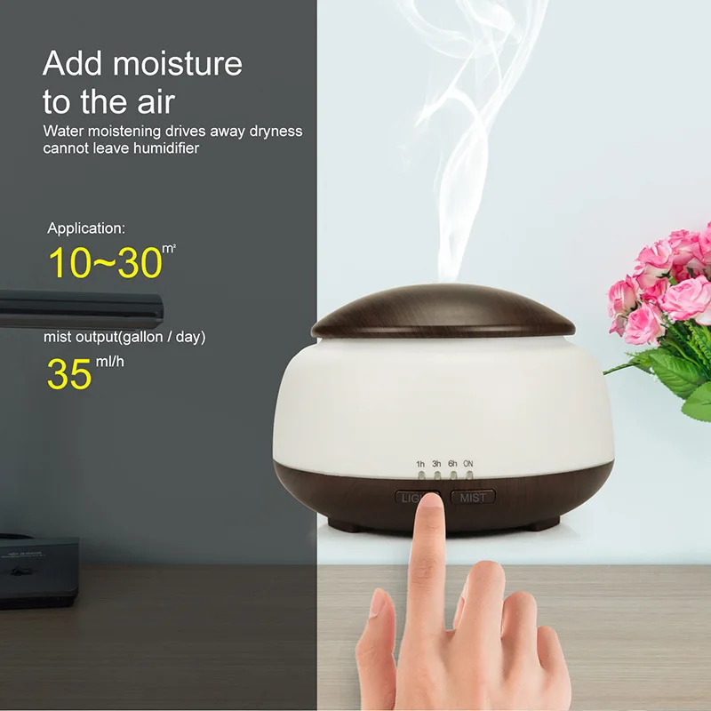 DEKAXI 300ml Essential Oil Diffuser Air Humidifier Aromatherapy Electric Aroma Diffuser Mist Maker with Night Light for Home