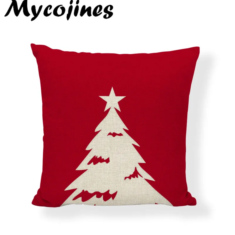 Рождественский красный чехол для подушки с рисунком, Подарочная коробка, колокольчик, носок 45*45 см, квадратное дерево, звезды, наволочка для подушки, для дома, офиса, дивана, украшения