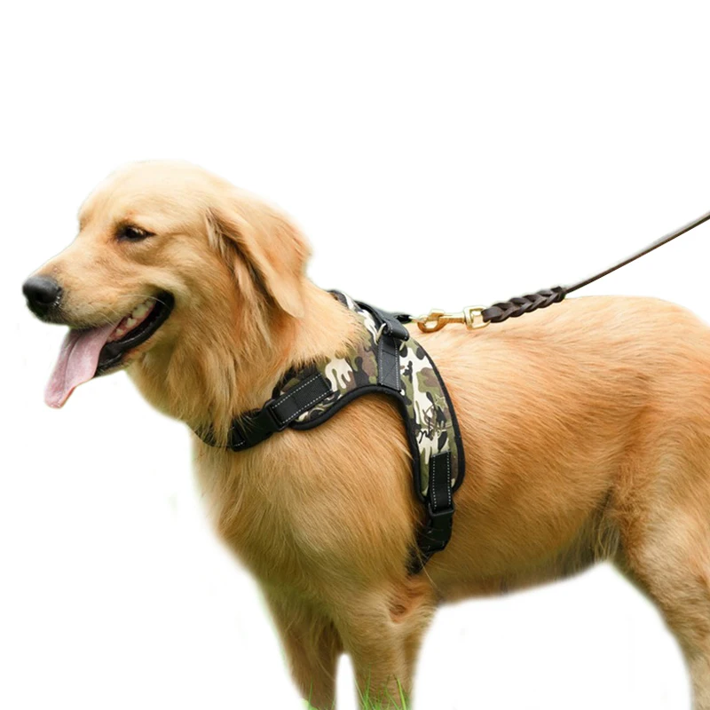 

1PCS Adjustable Harness Leash For Medium Large Dogs Soft Padded Pet Dog Accessories Canvas Oxford Dog Harness Outdoor