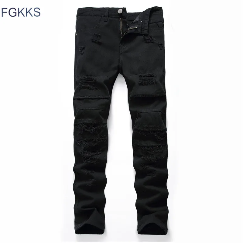 FGKKS 2019 Для мужчин Four Seasons джинсы Новый стиль Для Мужчин's Повседневное Slim Fit Брюки упругие мужские джинсы Для мужчин модные классические