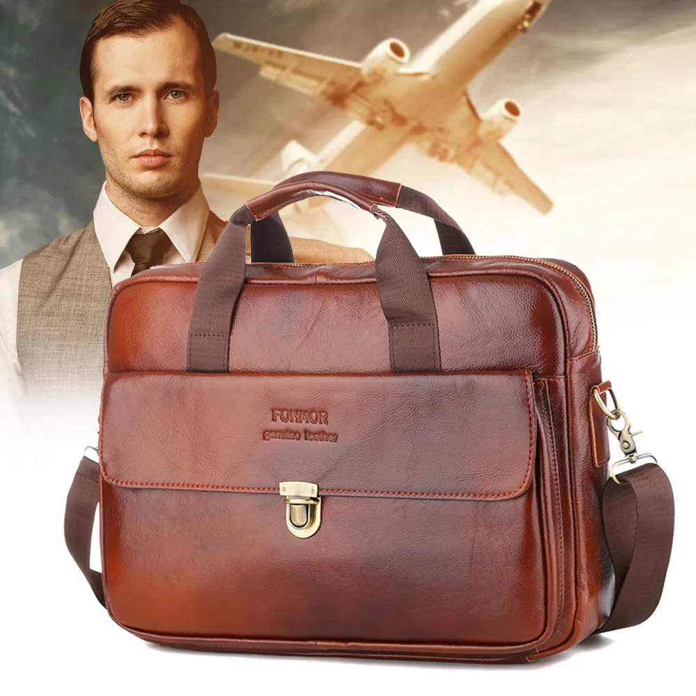 

Man Leather Retro Handbag Business Shoulder Bag Briefcase Messenger FC55