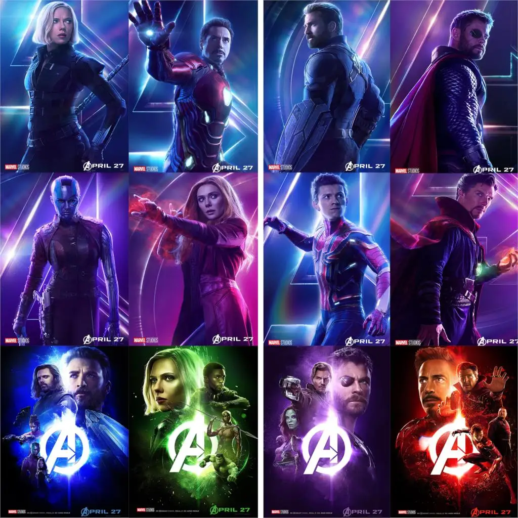 

Avengers Infinite World 22 Characters Posters Vivid Color Wall Stickers Glossy Paper Prints Bedroom Decoration free shipping