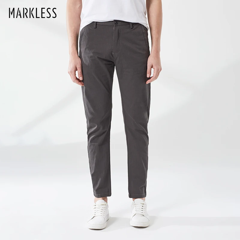 

Markless Solid Color Casual Pants Men 2019 Spring Straight Trousers pantalones hombre CLA9809M