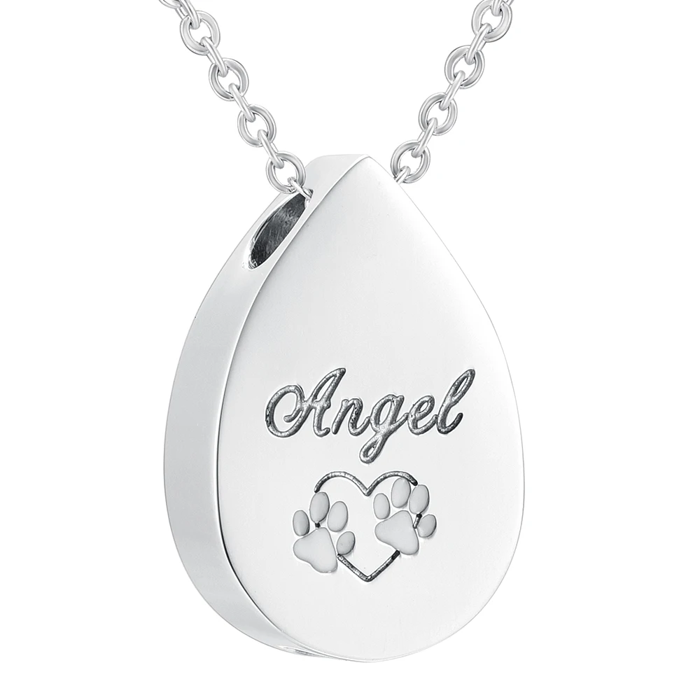 

Pet Cremation Jewelry for Ashes Tear Drop Angel Memorial Urn Jewelry for Dog/Cat Stainless Steel Funeral Urn Pendant Necklace