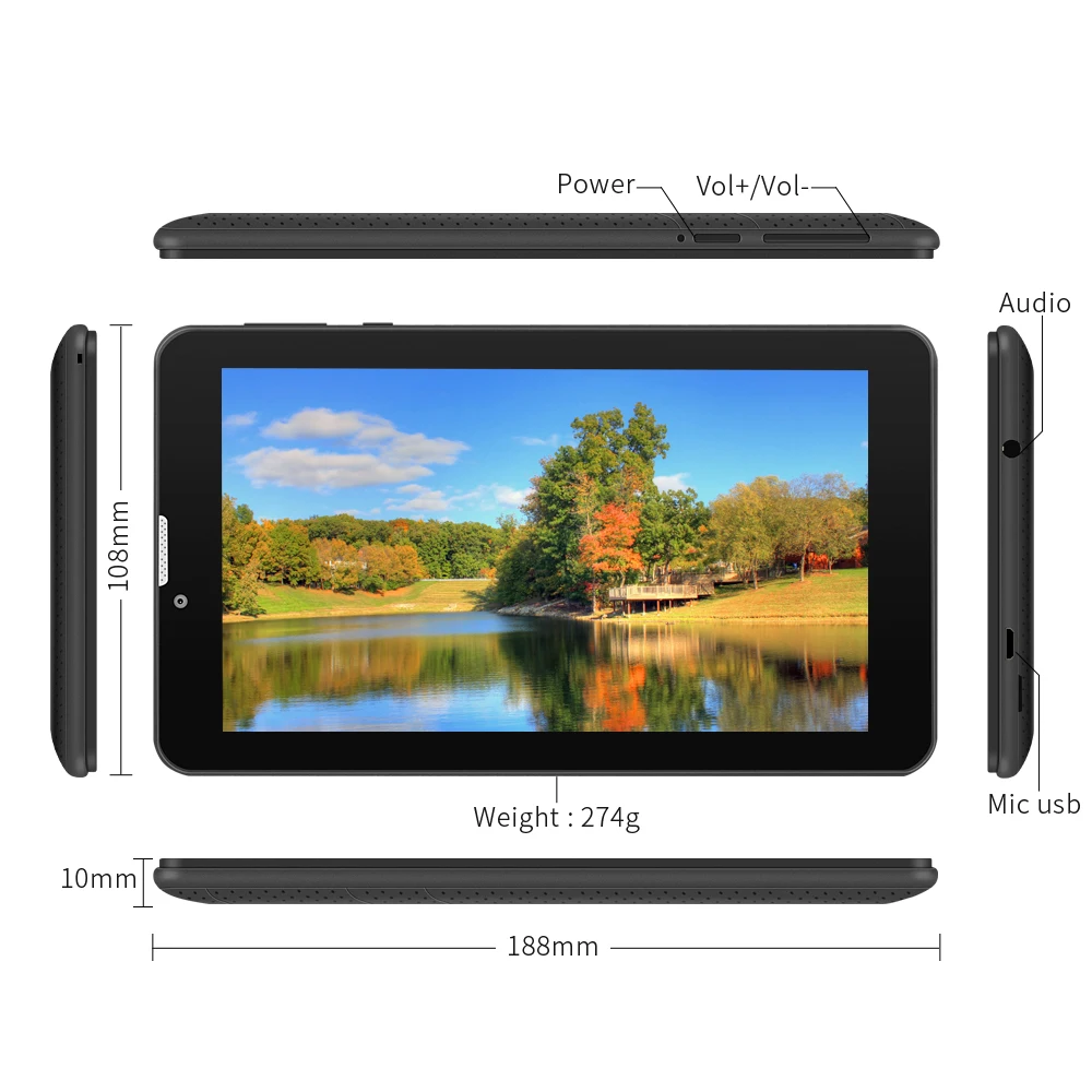 

E706 7" Google Android 5.1 Tablet 3G Unlocked phone Tablet PC 2G/ 3G/ Wifi 1GB+8GB Quad-Core Touch Screen Dual Camera(Black)