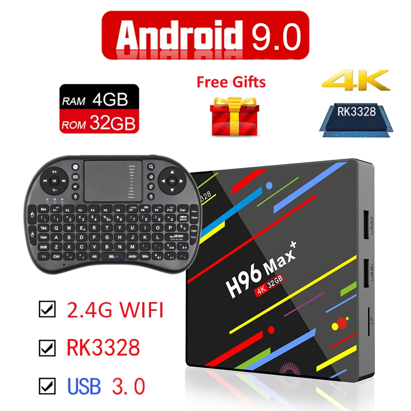 Android 9,0 tv Box H96 Pro 4 ГБ/32 ГБ RK3328 четырехъядерный 2,4G WiFi 100M LAN VP9 H.265 HDR10 USB 3,0 4K Smart медиаплеер H96 Max