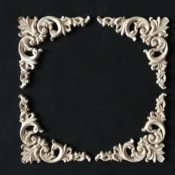 

10PCS Wood Applique Floral Woodcarving Decal Corner Applique Frame Door Decorate Wall Doors Cabinet Furniture Decor Craft