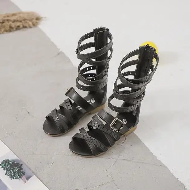 

Roma Style Girls Sandals Summer Non-slip Open Toe Beach Girls Shoes Cross Strap Zip Kids Sandals Girl Baby Shoes 3 Colors