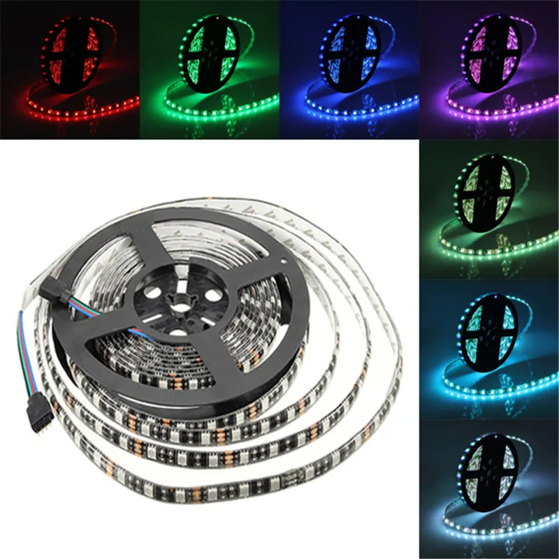 CLAITE 5 M 72 W/5 M Черный PCB SMD 5050 Водонепроницаемый IP65 RGB 300 светодиодов Гибкие лента свет лампы для декора освещение DC 12 V