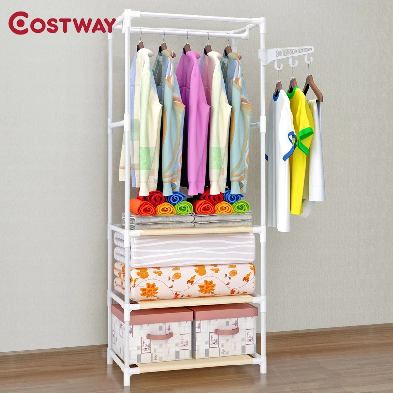 COSTWAY شماعات ملابس معطف رف الطابق شماعات خزانة لتخزين الملابس الملابس تجفيف رفوف بورت manteau kledingrek perchero دي فطيرة
