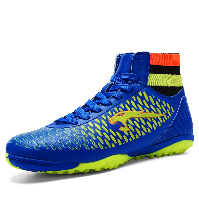 Ibuller Men Indoor Soccer Shoes High Ankle TF Football Boots Big size