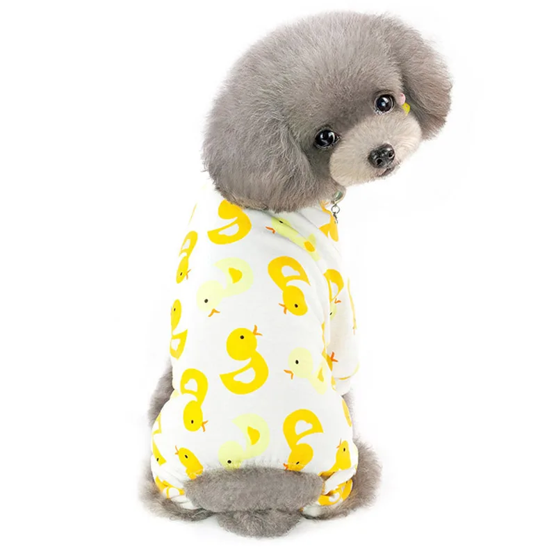 Sqinans пижама с принтом для собак летний хлопковый комбинезон для собаки костюм Одежда для маленькой собаки для чихуахуа померанского домашних животных - Цвет: Duck