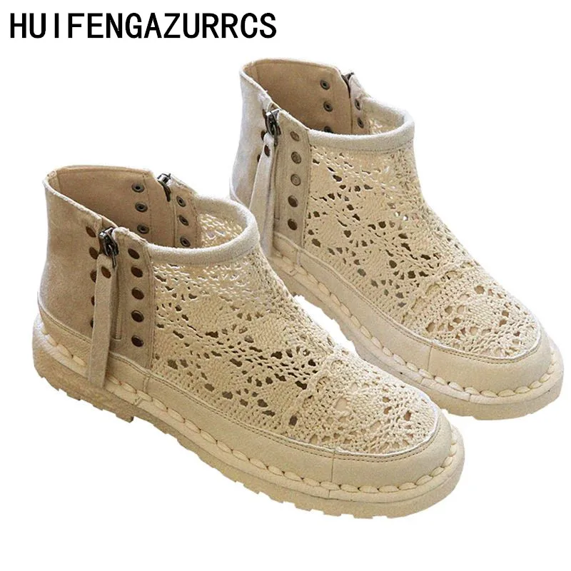 

HUIFENGAZURRCS-Originally Mori hand-made soft soled sandals, Summer lace mesh fisherman shoes, retro women's soft sole shoes