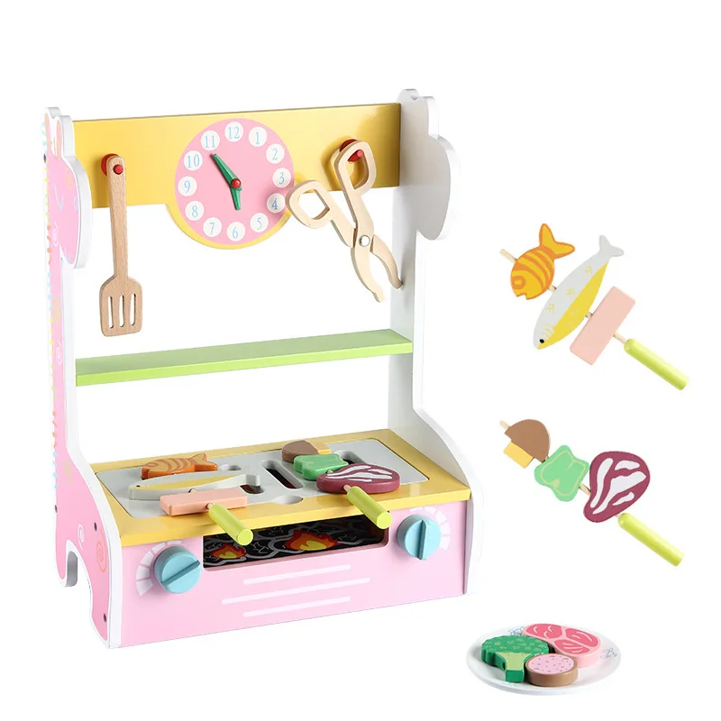 

New Wooden Baby Toys Kitchen Toys Set Barbecue Shop