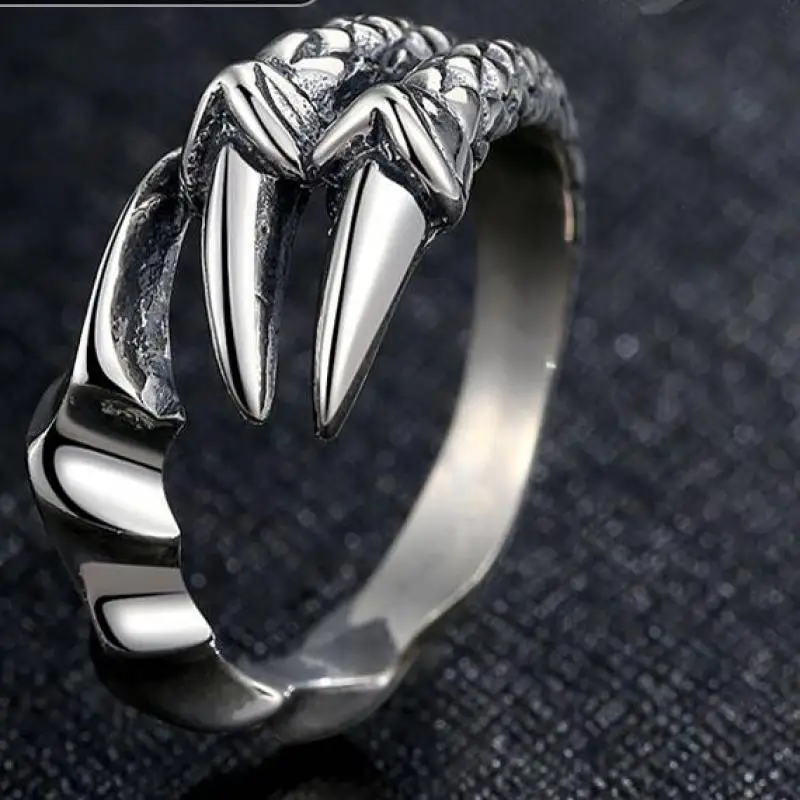 S925 Retro Silver Jewelry Dragon Claw Ring Sterling Silver 925 Opening