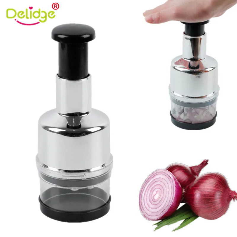 

Delidge 1 pc Garlic Onion Choppers Stainless Steel Blade Plastic Shell Vegetable Silcer Mashed Garlic Useful Kitchen Assistant
