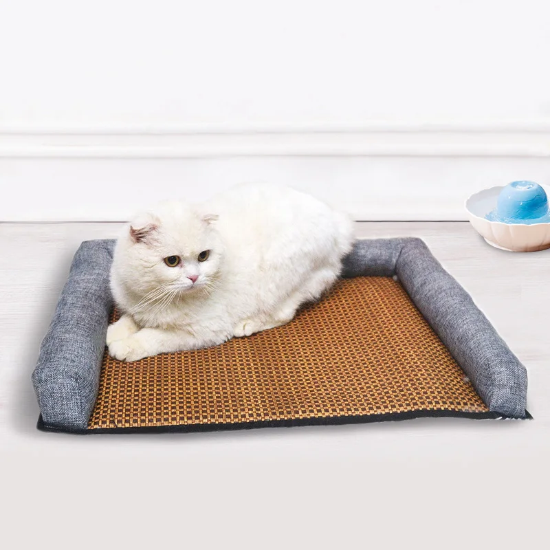 

Pet Dog Beds Summer Cooling Mat Cushion Soft Breathable Natural Plant Fibers Pet Dog Sofa For Puppy Cats Medium Dogs Pet Pad