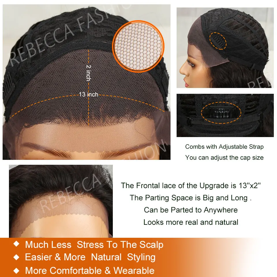 Rebecca Body Wave Lace Front Human Hair Wigs For Black Women Brazilian Remy Human Hair Lace Wig 12