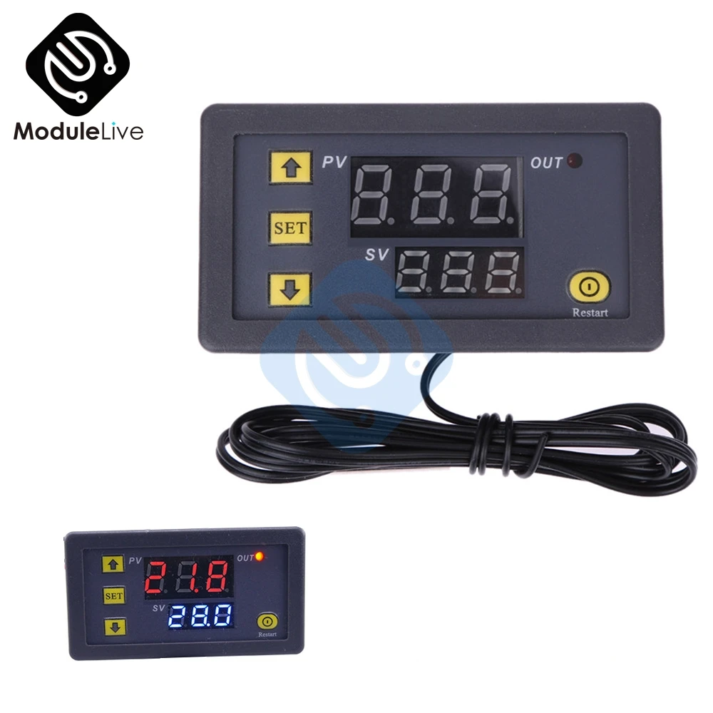 

W3230 DC 12V 20A Digital Temperature Controller Red And Blue Display 20A Degree Temperature Measurement Data Save w/ 1m sensor