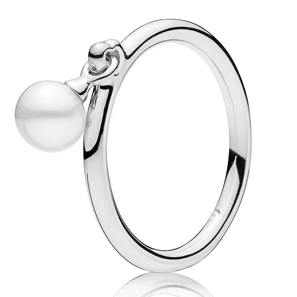 

Authentic 925 Sterling Silver Pandora Ring Contemporary Ring With Pearl For Women Wedding Party Gift Fine Jewelry