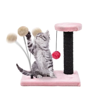 

Pet Supplier Cat Scratching Post Pet Funny Climbing Tree Short Plush Soft Material For Kitten Cat Jumping Frame 6 Colors