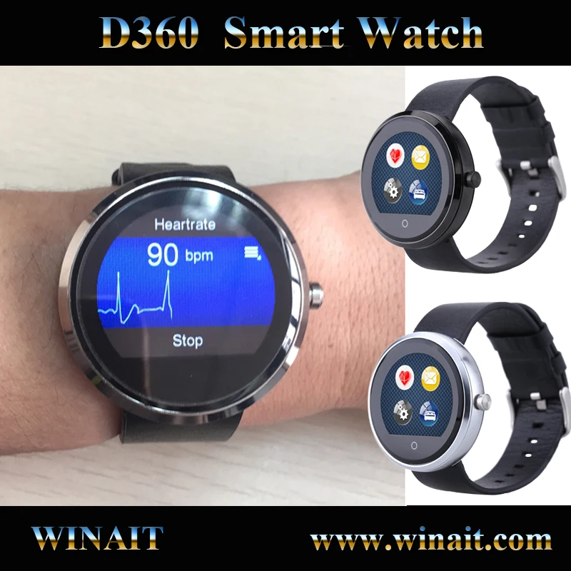 

D360 Heart rate watch with touch display for ios phone, android phone watch free shipping