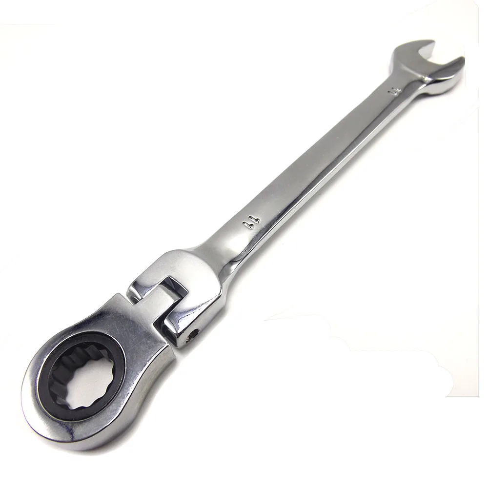 

11mm Flexible Head Ratchet Spanner Tool Head Ratchet Ring Open End Torque Ring Wrench Sockets Keys Set End Wrench Allen Key