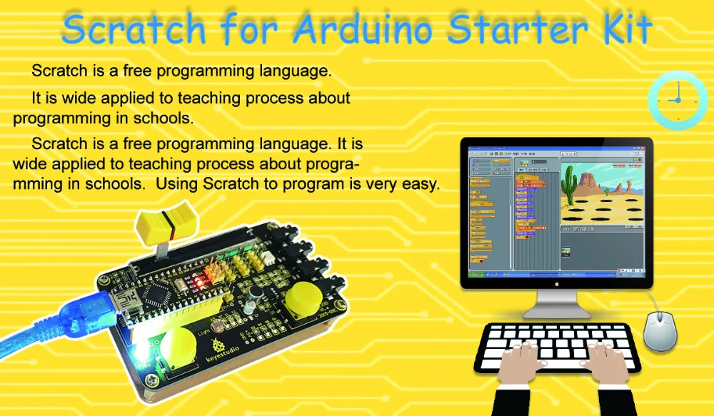 Keyestudio скретч комплект для Arduino образование стартер с скретч доска+ CH340 нано доска+ PDF лист данных