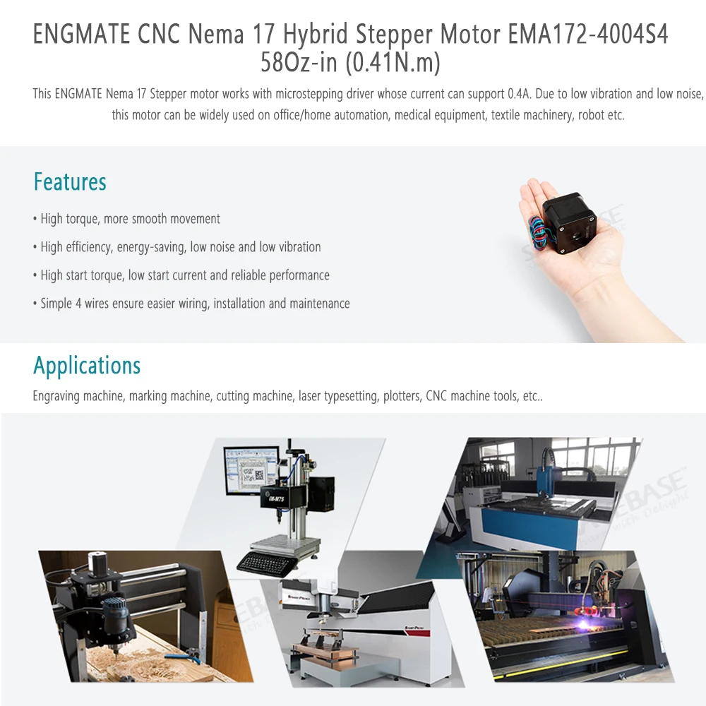 ENGMATE 42x40 мм Nema 17 шаговый двигатель с номинальным током 0.4A+ 1 шт. L Тип Монтажный кронштейн для ЧПУ фрезерно-токарный станок мельница