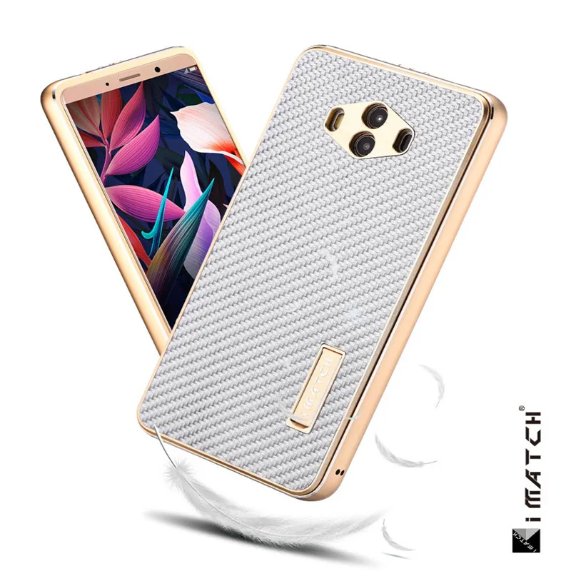 iMatch Luxury Aluminum Metal Bumper Carbon Fiber Back Cover Case for Huawei Mate 10