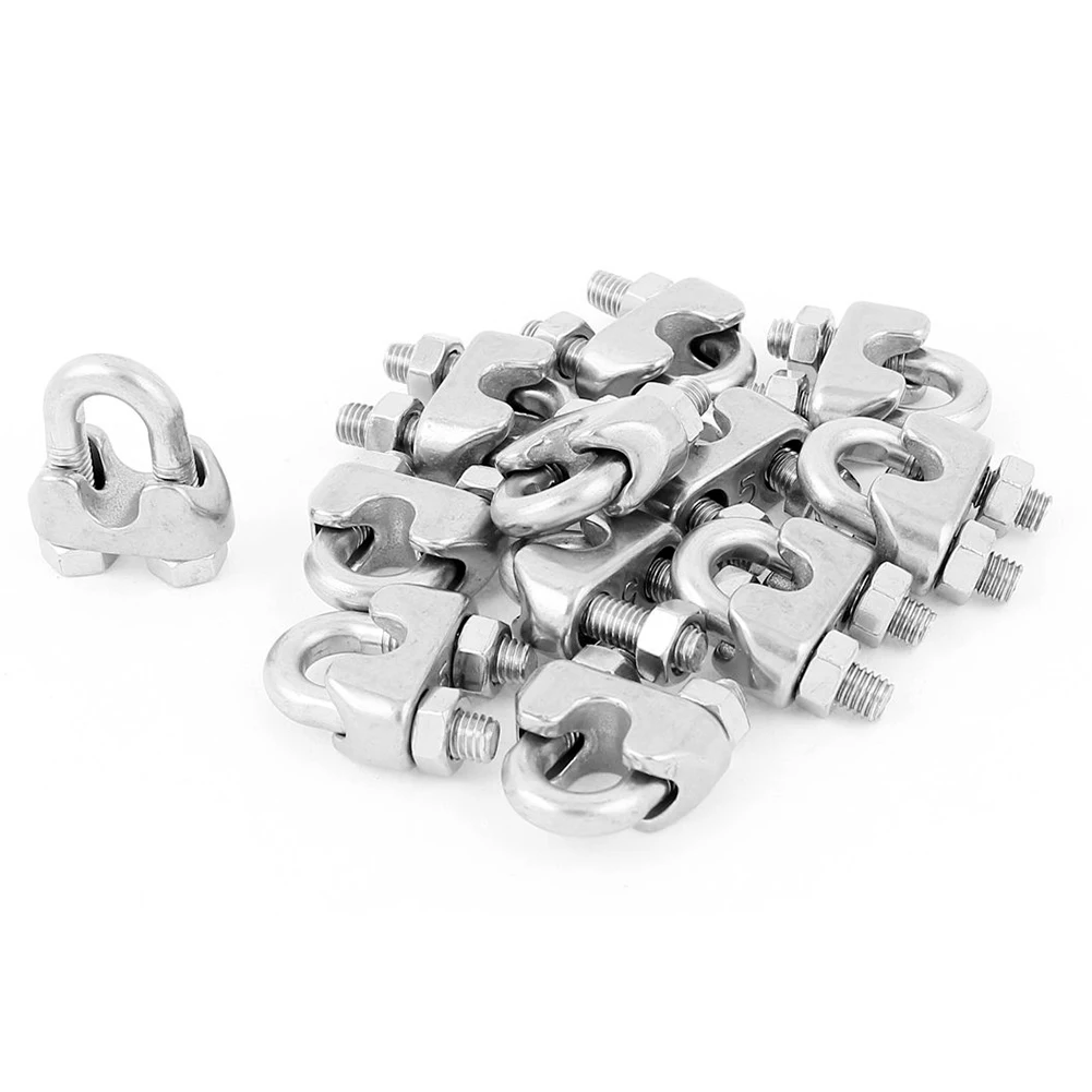 

BIFI-5mm 3/16 Inch Stainless Steel Wire Rope Cable Clamp Clips 12pcs