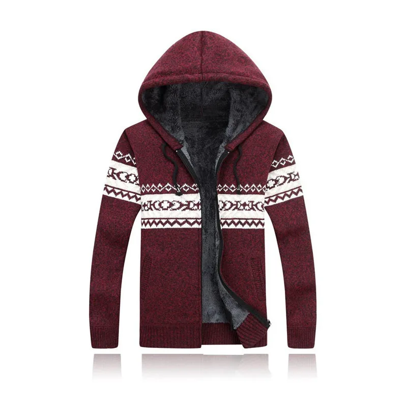 Winter Knitted Sweater Hooded Sherpa Fleece Lined Cardigan Warm Coat Casual Tops 2019 Chic Boho Knitting Sweaters Winter Knitted Sweater Hooded Sherpa Fleece Lined Cardigan Warm Coat Casual Tops 2019 Chic Boho Knitting Sweaters