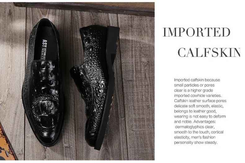 Men's Wedding Dress Shoes Leisure Casual Crocodile Leather Oxfords Shoes For Men Business Brogues Shoes Party Penny Loafers New (10)