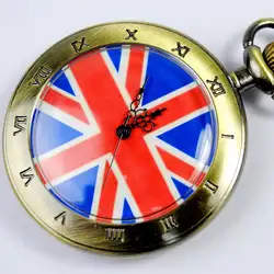 Новые карманные часы в европейском и американском стиле с большим британским флагом, изысканные карманные мини-часы с хорошим necklace ем
