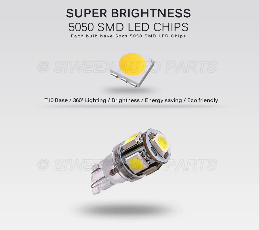 10 шт. T10 W5W 194 168 Лампа DC 24V 5 SMD 5050 Светодиодный купольный производитель интерьерный