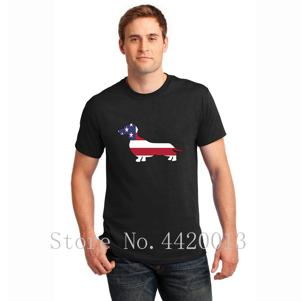 Customize tee shirt Euro Size S-3xl american flag dachshund happy 4th of july Unisex Original Pop Top Tee t shirt for men