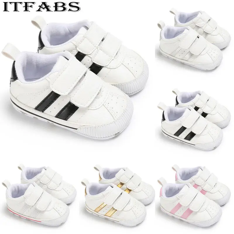 Модные белые туфли для младенцев с мягкой подошвой для новорожденных мальчиков и девочек модная новинка года; Размеры 0-18 м
