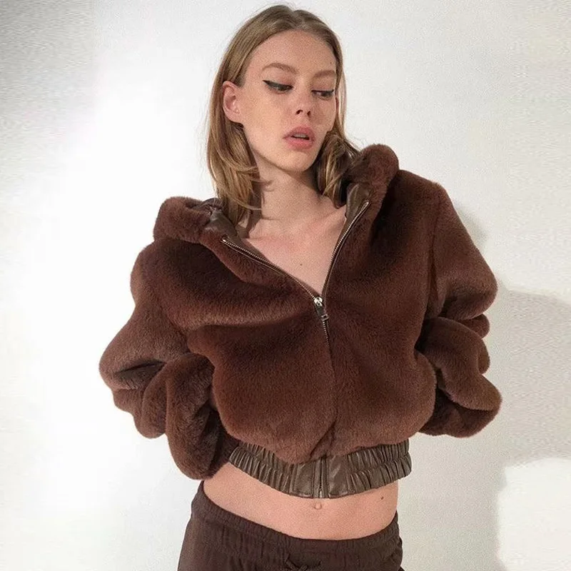 Hoodies faux fur coat manteau femme Iamgia Autumn Winter Coat women high waist red teddy jacket manteau femme hiver 2018 Hoodies faux fur coat manteau femme Iamgia Autumn Winter Coat women high waist red teddy jacket manteau femme hiver 2018